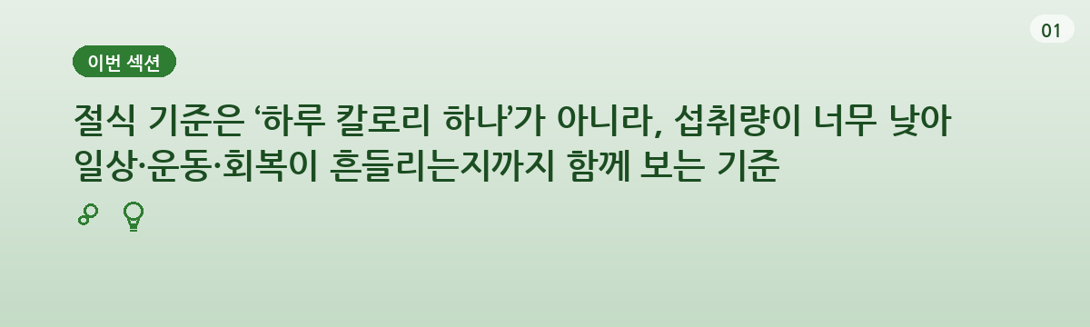 다이어트에서 절식이 문제 되는 지점 요약 인포그래픽