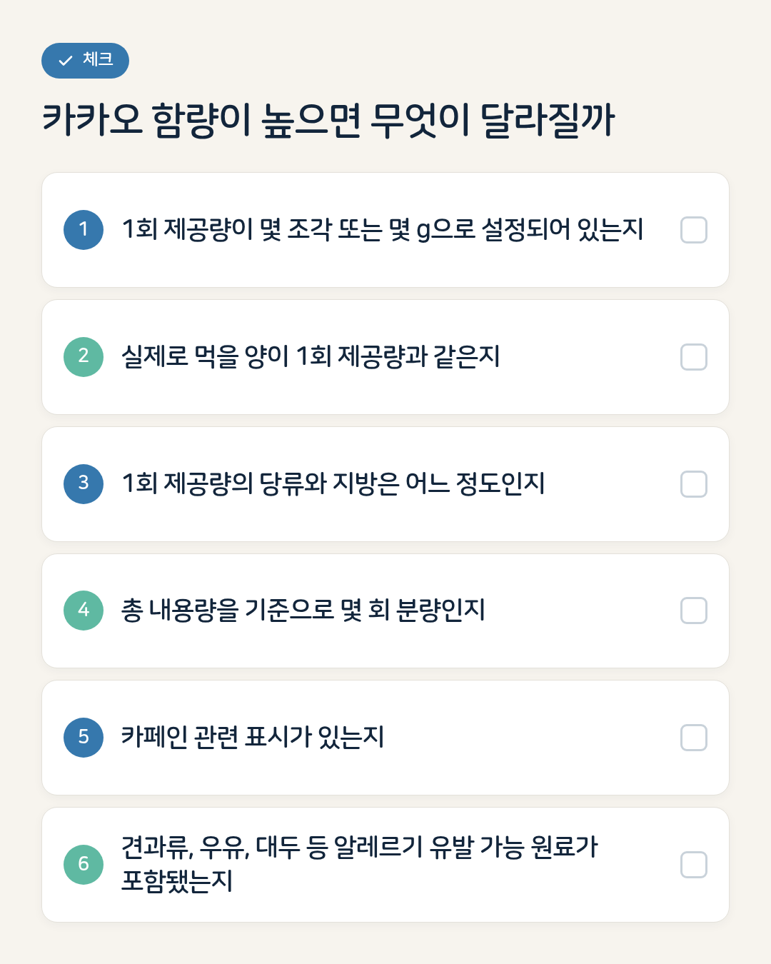 카카오 함량이 높으면 무엇이 달라질까 요약 인포그래픽