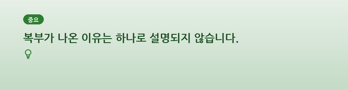 배가 나왔다고 모두 같은 상태는 아닙니다 요약 인포그래픽