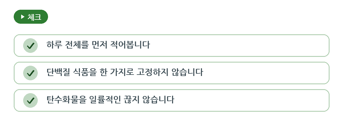 따라 하기 전 먼저 확인할 식사 기준 요약 인포그래픽