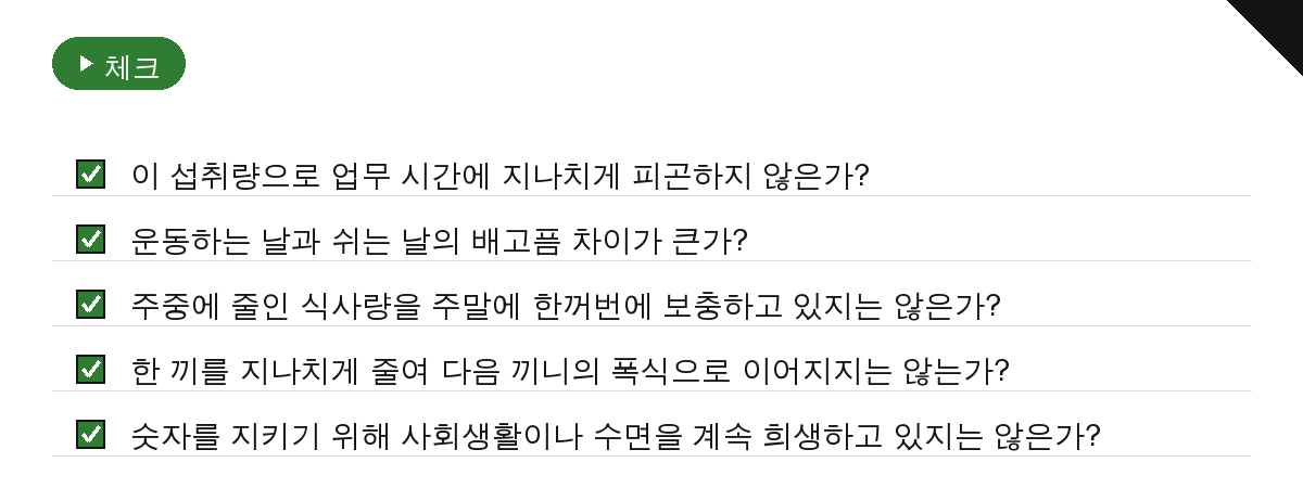 유지와 감량 목표에 따라 계산 결과를 적용하는 법 요약 인포그래픽