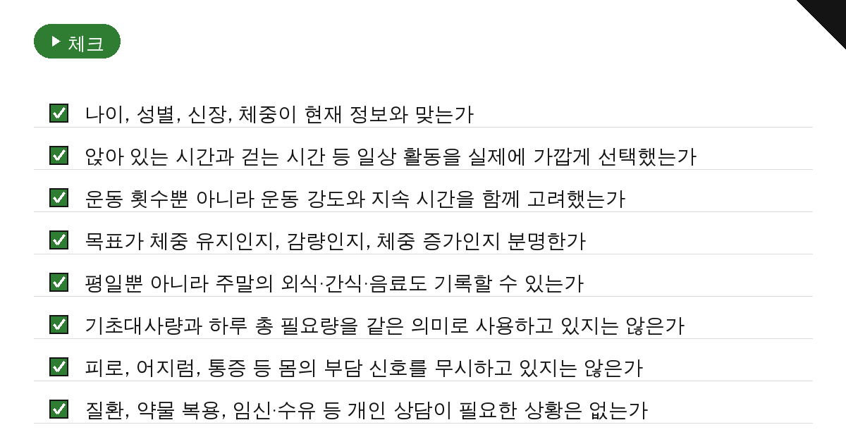 오늘 확인할 항목과 무리 없는 시작점 요약 인포그래픽