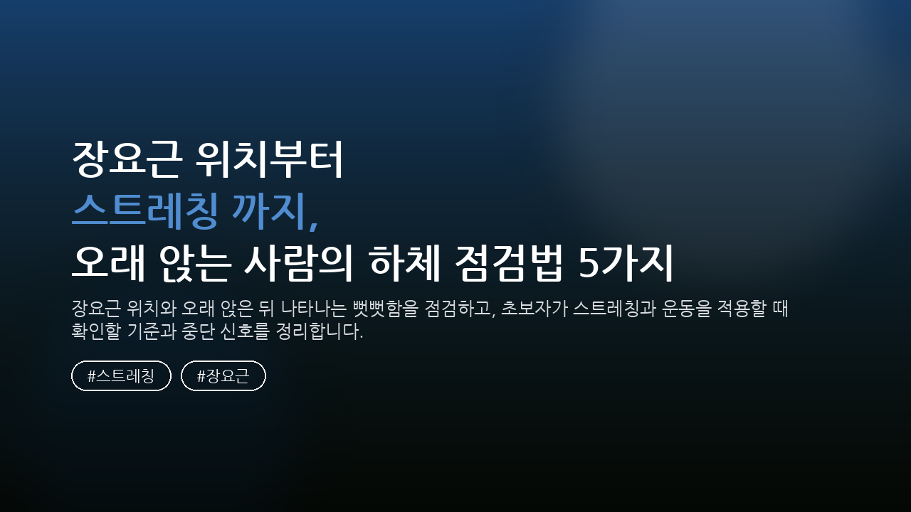 장요근 위치부터 스트레칭까지, 오래 앉는 사람의 하체 점검법 5가지 — 건강/헬스 핵심을 정리한 타이틀 카드