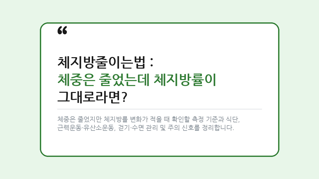 체지방줄이는법: 체중은 줄었는데 체지방률이 그대로라면? — 건강/헬스 핵심을 정리한 타이틀 카드